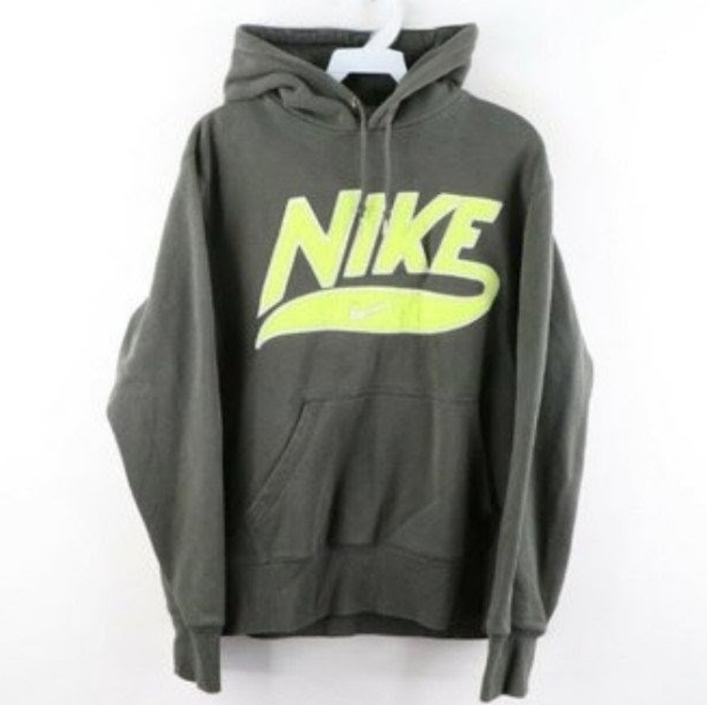 Nike Gray Hoodie with Neon Logo